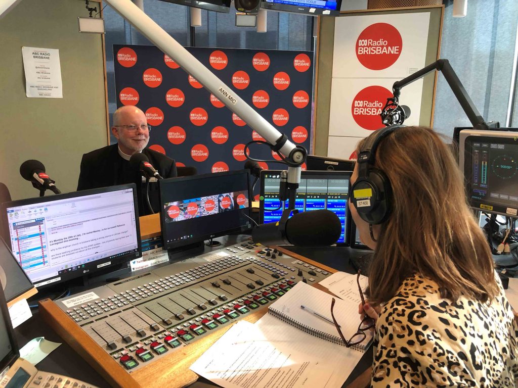 The Very Rev'd Dr Peter Catt giving an ABC radio interview